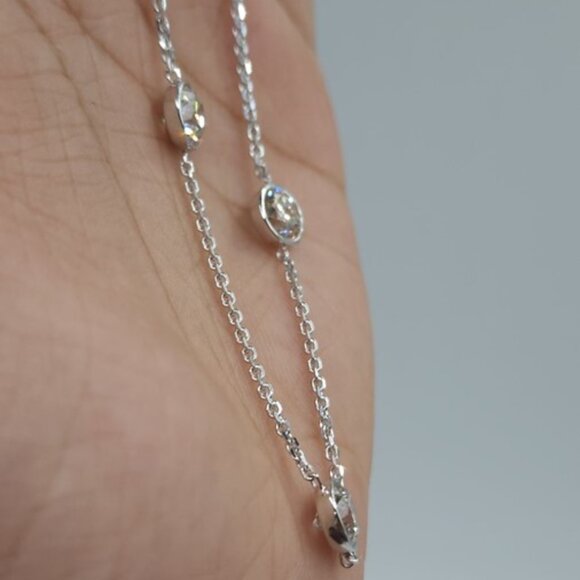14K Gold 5 Ct Lab Grown Diamond By the Yard Necklace - Picture 4 of 5